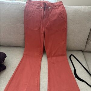 American Eagle Outfitters Rust Flare Pants